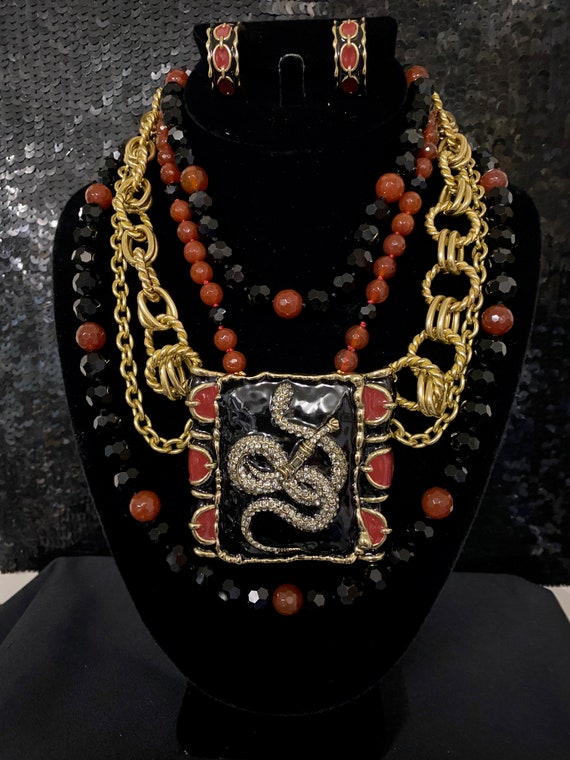 Heidi Daus Maximal Serpent Beaded Enamel Chain Cr… - image 1