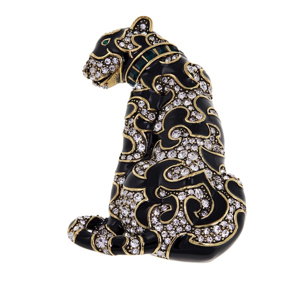 Heidi Daus Cats-A-Nova Enamel & Crystal Pin Brooch