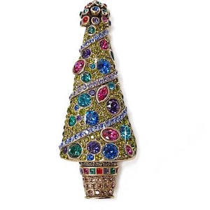 Heidi Daus Balsam Beauty Xmas Tree Crystal Accented Pin Brooch