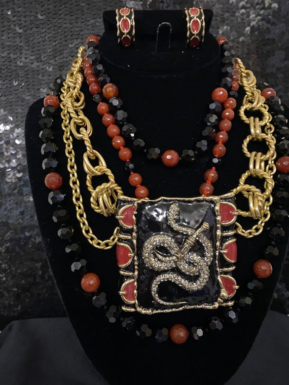 Heidi Daus Maximal Serpent Beaded Enamel Chain Cr… - image 3
