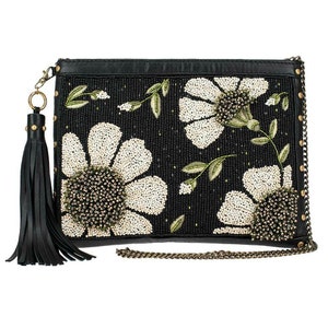 Mary Frances Sunshine & Daisies Leather Crossbody Clutch NEW WITH TAGS