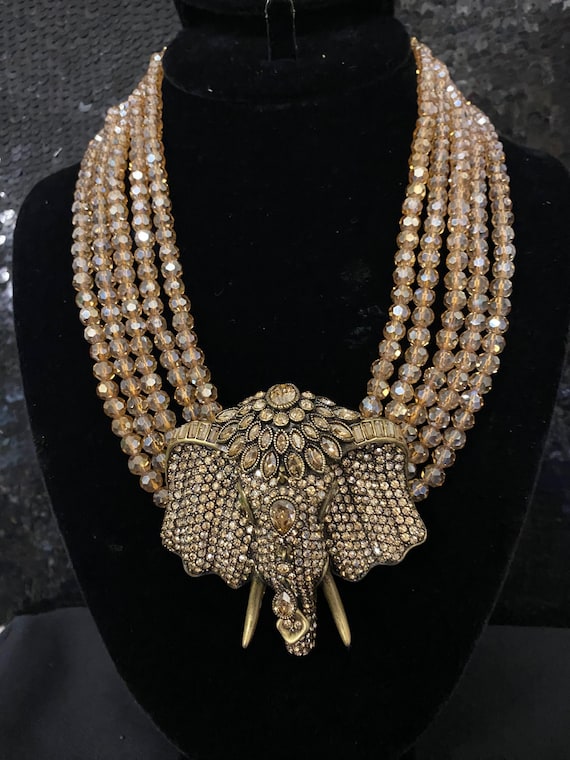 Heidi Daus Chic Sheik Elephant Crystal Accented Necklace GOLDEN SHADOW Version Etsy Canada