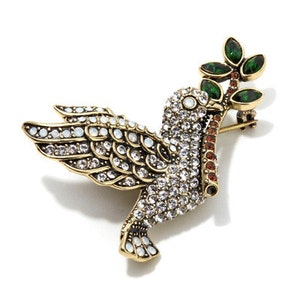 Heidi Daus Lovey Dovey Birds Crystal Pin Brooch Swarovski Crystals Collector's Piece for Bird Lovers image 4