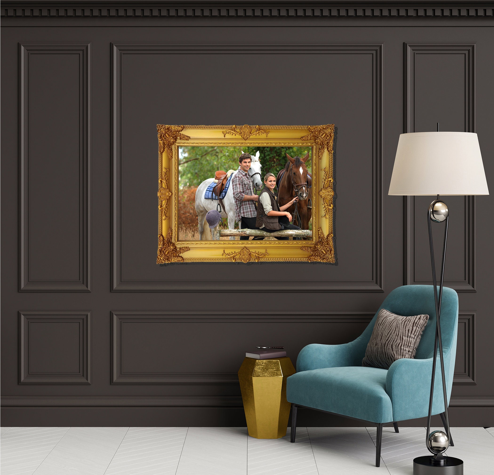 Print on Canvas Frame With Vintage Frames Made Out of Wood. Etsy