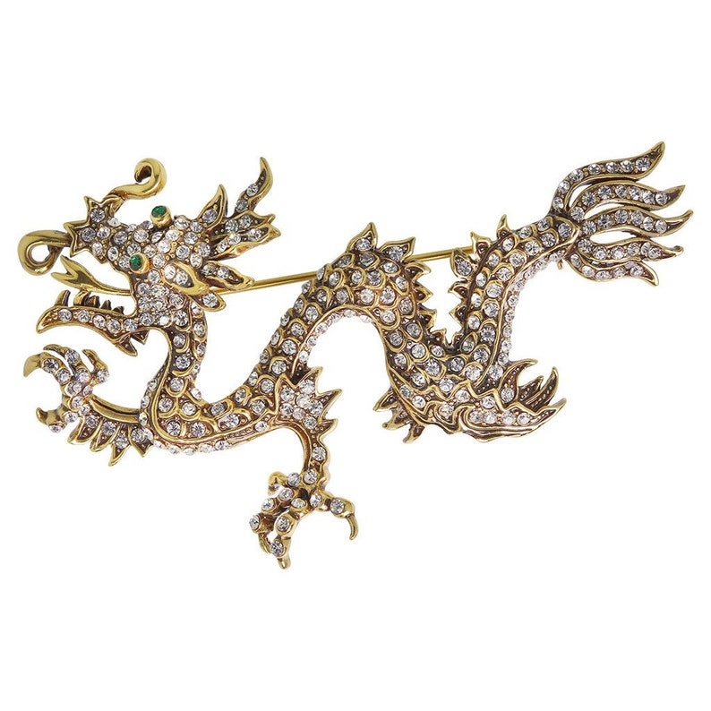 HEIDI DAUS Shimmering Dragon Crystal Dragon Pin Clear Version image 1