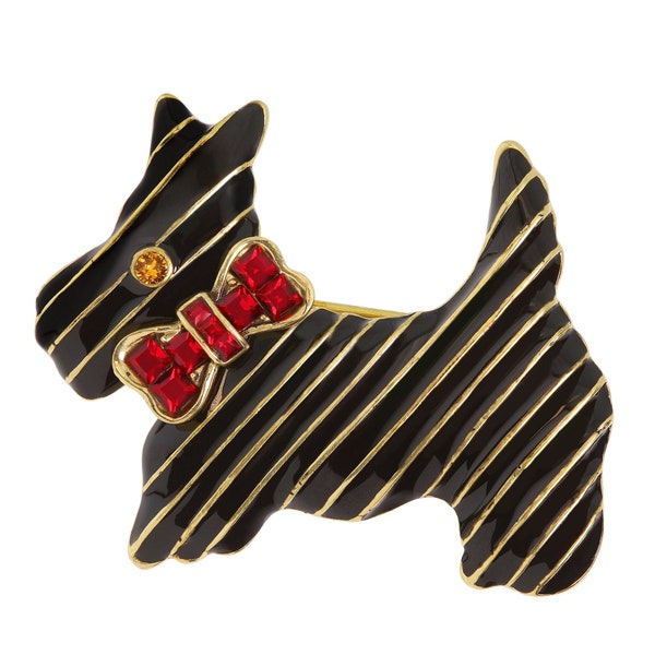 HEIDI DAUS Great Scott Enamel Crystal Dog Pin