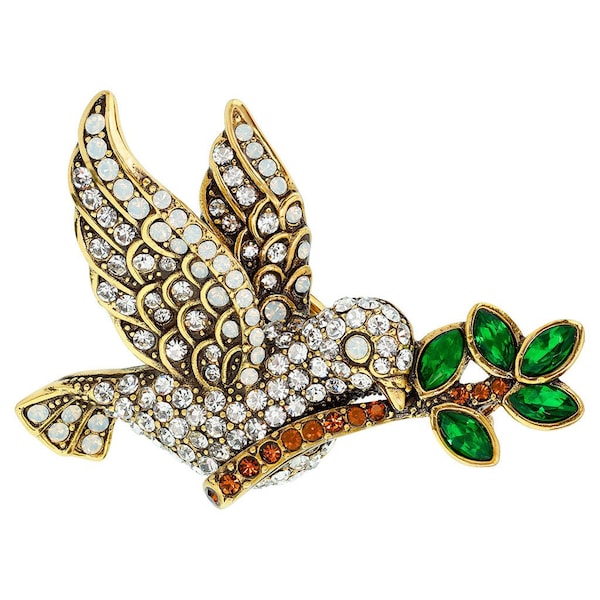 Heidi Daus Lovey Dovey Birds Crystal Pin Brooch Swarovski Crystals Pieza de coleccionista para los amantes de las aves
