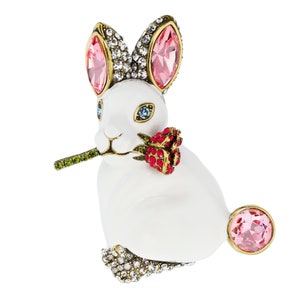 Heidi Daus Ravishing Roger Crystal & Enamel Bunny Pin Brooch