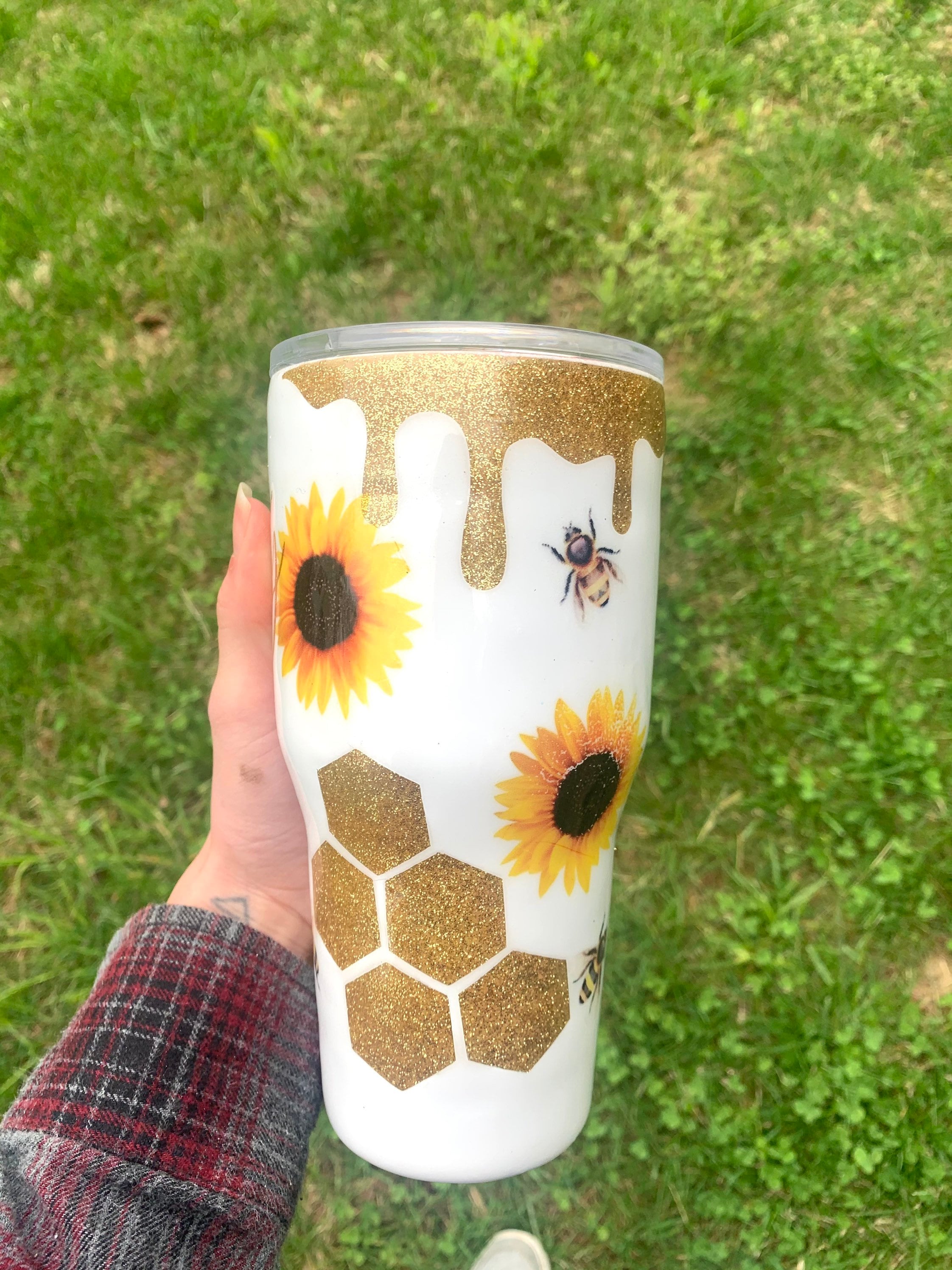Bee and sunflower peekaboo tumbler Etsy