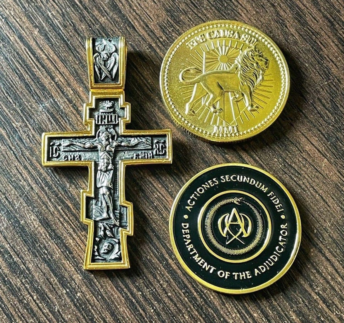 John Wick Cross. Russian Crucifixix. John Wick coin. Orthodox Etsy