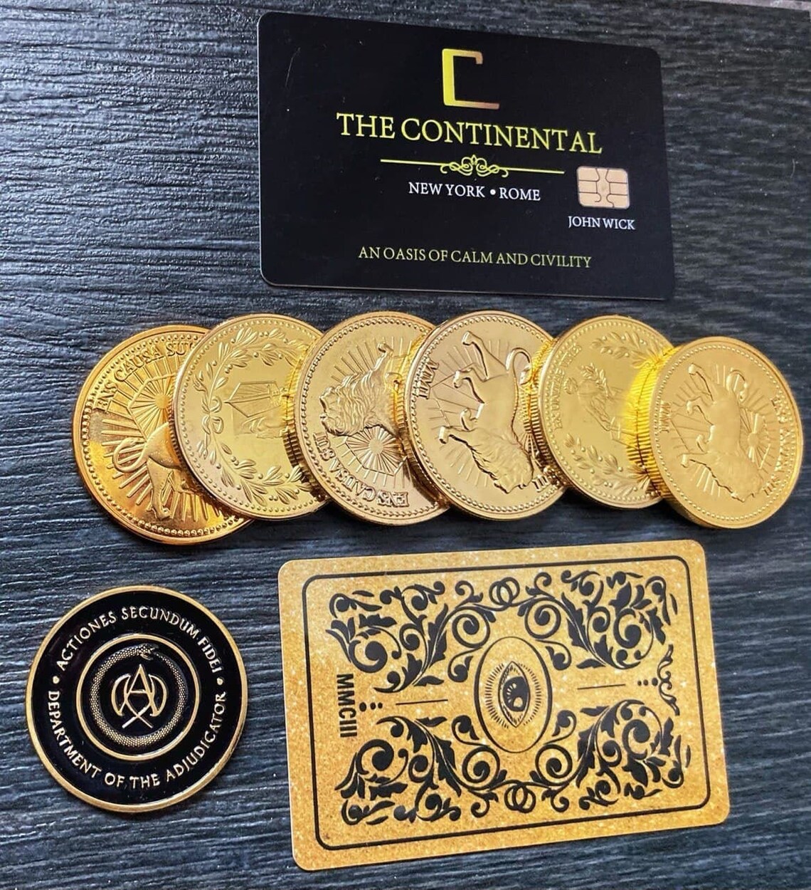 John Wick card and coins set. John Wick gold coin. Adjudicator Etsy