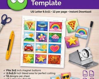 2 x 2 vierkante magneetknopsjabloon – afdrukbare snijgids (pdf en psd)