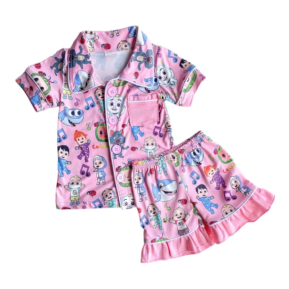 Pink Pajamas For Girl Pjs With Ruffle Etsy