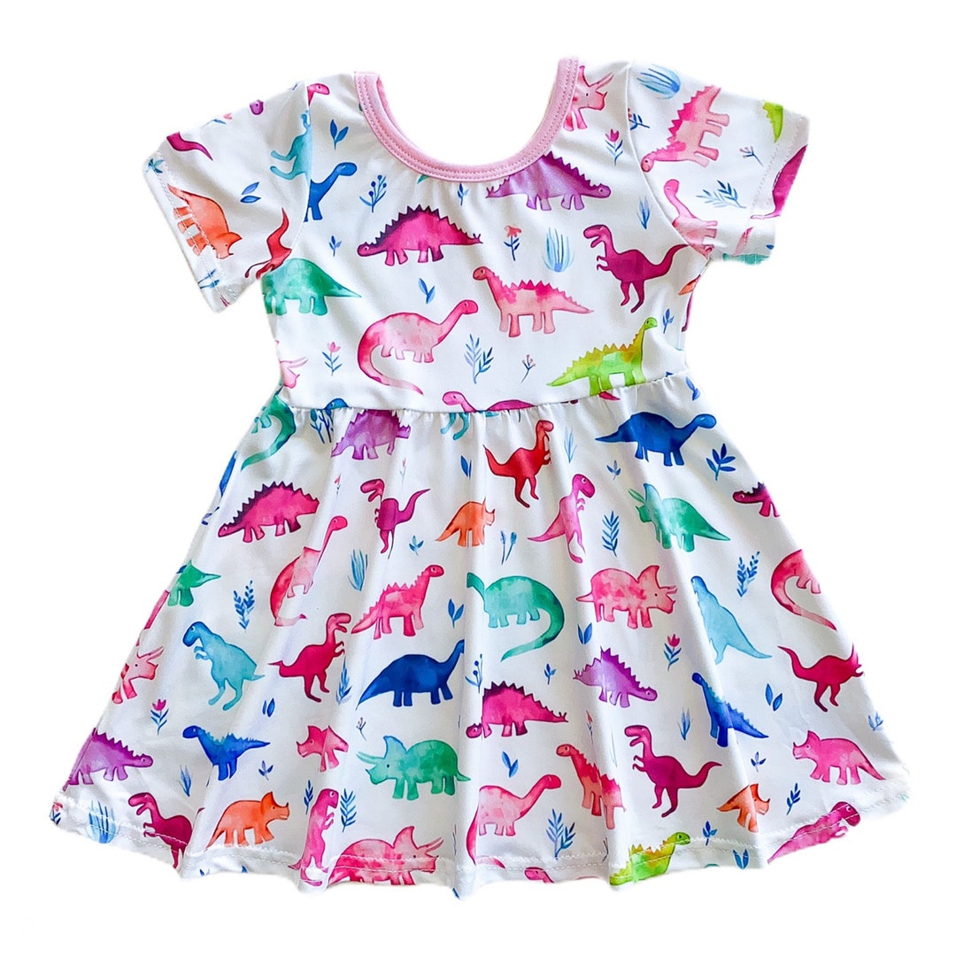 Girls Dinosaur Dress Dinosaur Birthday Dress Dinosaur Dress Etsy