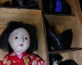 Vintage Geisha Doll with Interchangeable Wigs