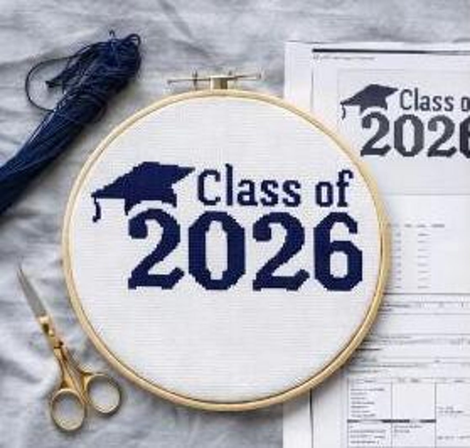 Grad Cap Cross Class of 2026 Graduation Cap Cross Stitch Pattern (PDF Download) - Etsy