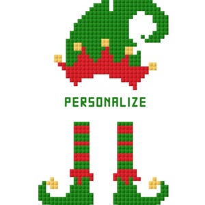 Elf Ornament - Personalized Cross Stitch Patern - Add Name - Christmas Ornament