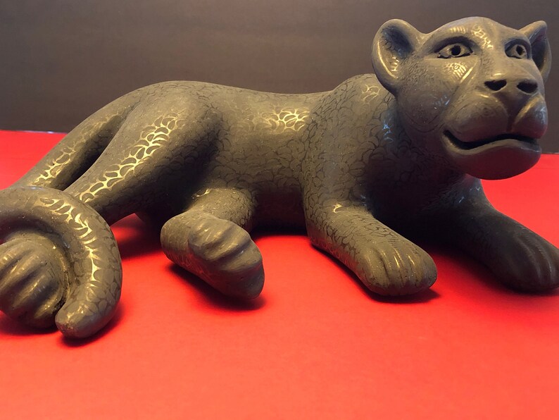 Lying Jaguar Panther Clay Statue by Juana Gomez Ramirez Etsy
