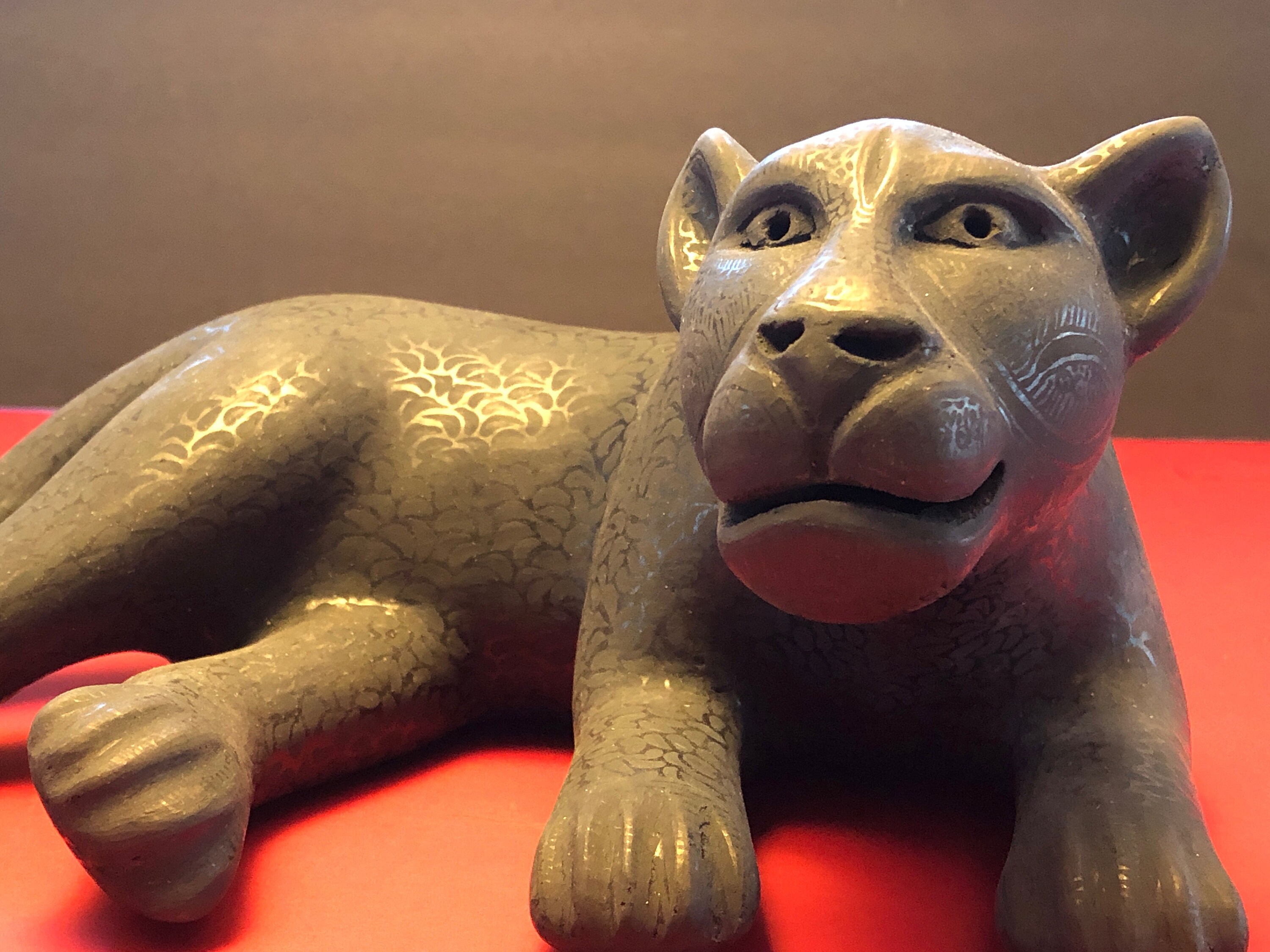 Lying Jaguar Panther Clay Statue by Juana Gomez Ramirez Etsy
