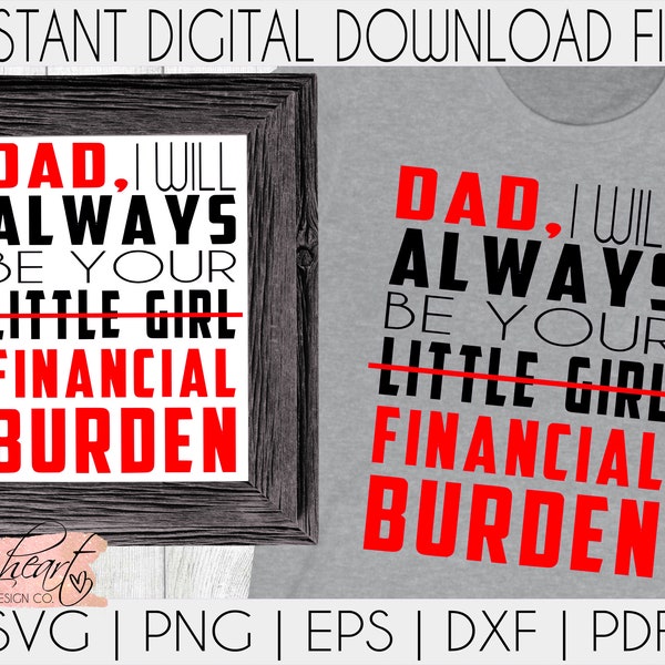 Dad I Will Always Be Your Little Girl SVG | Financial Burden SVG | Funny Dad Shirt SVG