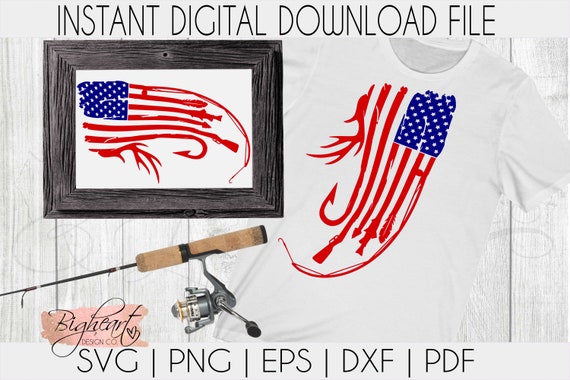 Hunting Fishing American Flag Svg Hunting Svg Fishing Svg Etsy