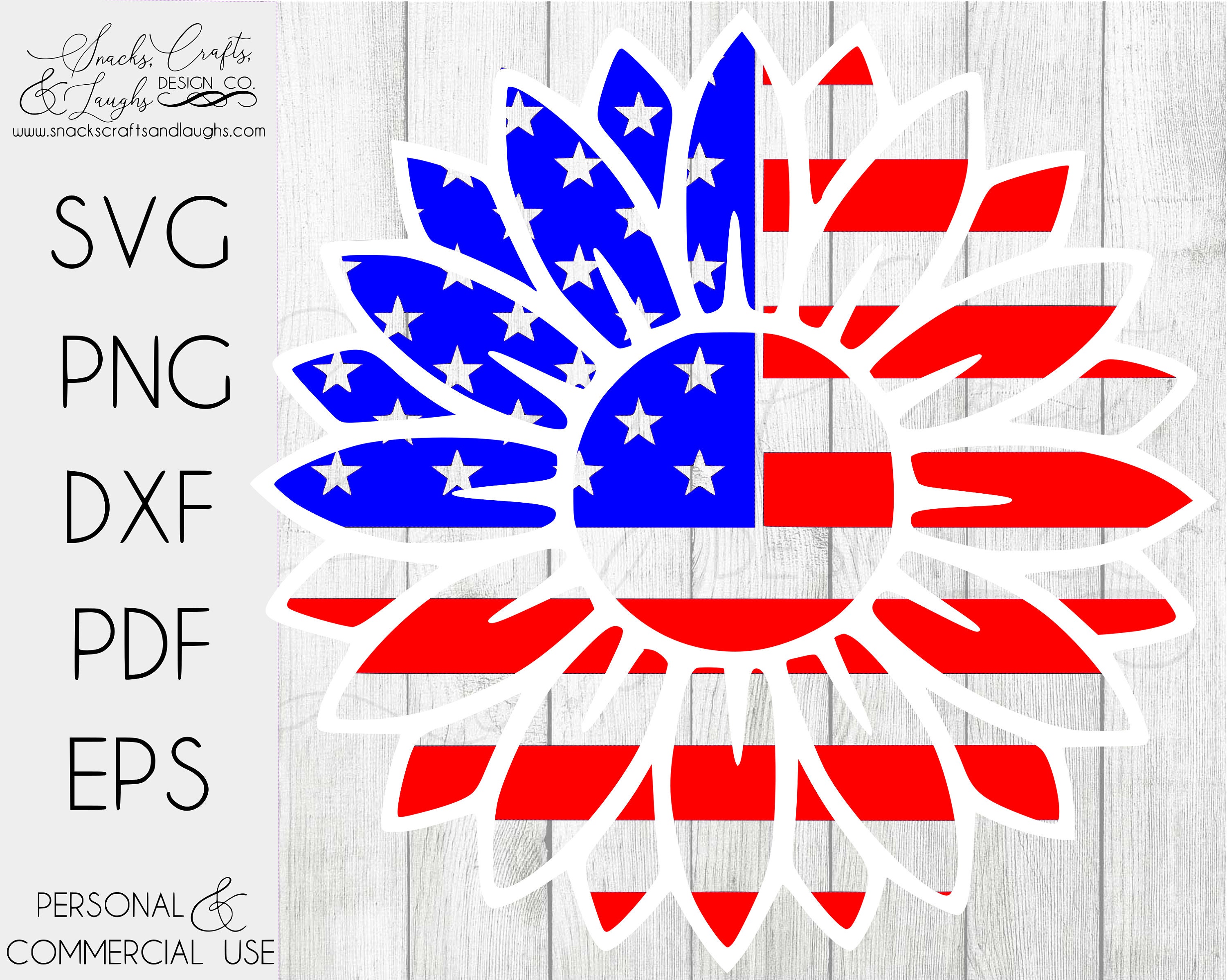 Patriotic Sunflower SVG Patriotic SVG Red White & Blue | Etsy Ireland