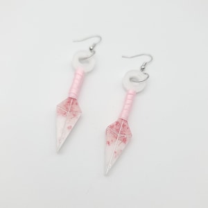 Kunai Style Cherry Blossom Earrings, Kunai earrings, Japanese Earrings, Anime Earrings, Cosplay Earrings, Cherry Blossom Earrings