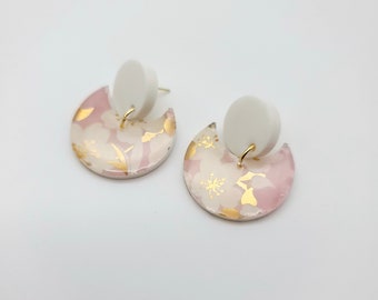 Delicate Sakura Japanese Cherry Blossom Dangle Stud Earrings