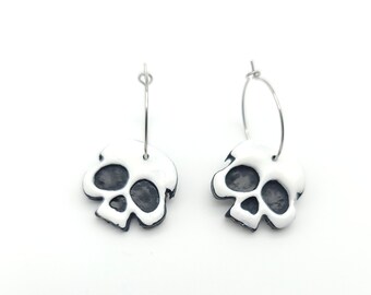 Spooky Skull Earrings: Handmade Polymer Clay, Goth Halloween Jewelry