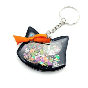 Porte-clé shaker chat d'Halloween noir scintillant Fantasmagorie, porte-clé Halloween, porte-clé Shaker, breloque chat Shaker