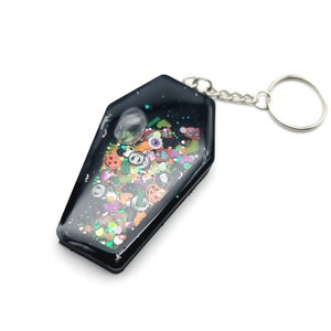 Glitter Coffin Shaker Keychain Charm Spooky, Halloween Keychain, Shaker Keychain goth Kawaii