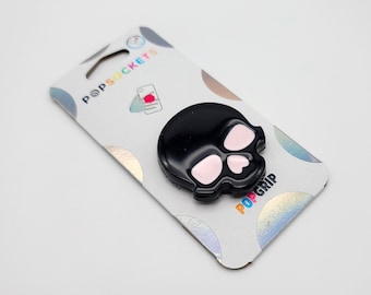 Handmade Resin Skull Phone Grip: Kawaii Goth Popsocket