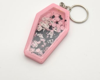 Coffin Shaker Keychain: Spooky Halloween Charm, Goth Kawaii