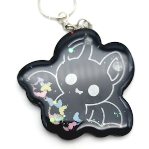Glitter vleermuisschudbeker-sleutelhanger Spooky, Halloween-sleutelhanger, shaker-sleutelhanger goth Kawaii, vleermuisschudbeker-bedel