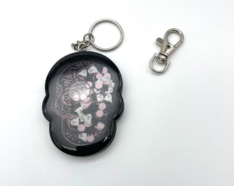 Sugar Skull Shaker Keychain: Spooky Goth Kawaii Charm