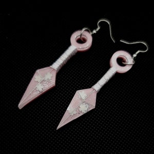Kunai Style Cherry Blossom Earrings, Kunai earrings, Japanese Earrings, Anime Earrings, Cosplay Earrings, Cherry Blossom Earrings