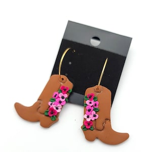 Cowboy Boot Baumeln Creolen mit Blumenmuster