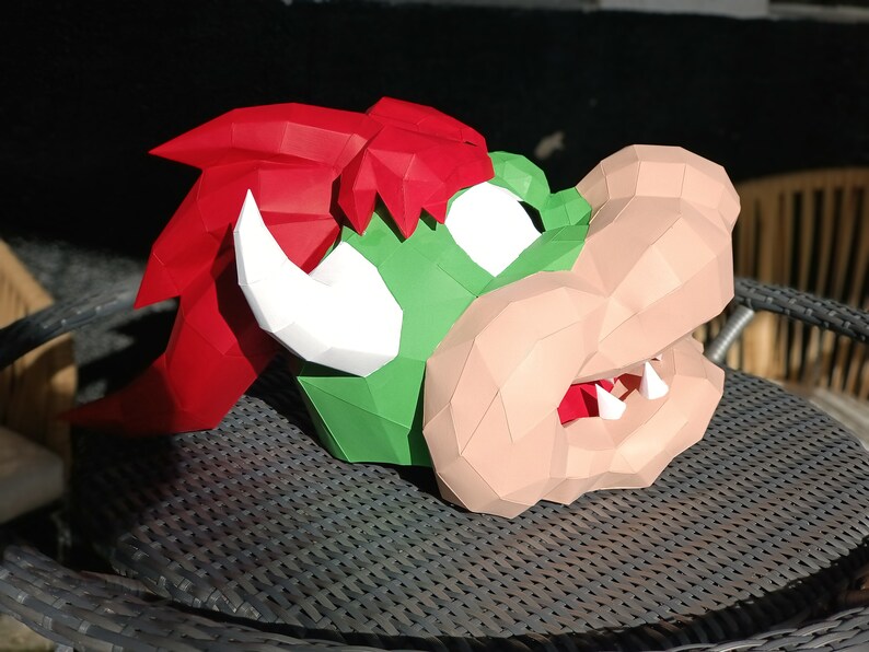 Bowser Mask Papercraft Digital Template Origami Pdf DIY Low Poly Etsy