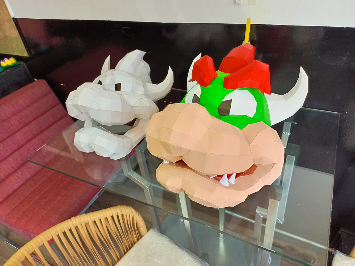 Bowser Mask Papercraft Digital Template Origami Pdf DIY Low Etsy Canada Bowser Mask Papercraft Digital Template Origami Pdf DIY Low Etsy Canada
