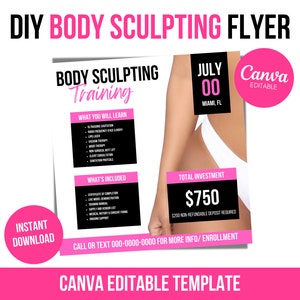 DIY Body Contouring flyer, Body Sculpting Flyer, Body Contour Flyer, Body Spa Flyer ,Class Flyer, Body Sculpting Template, Wood Therapy
