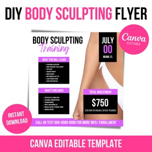 DIY Body Contouring flyer, Body Sculpting Flyer, Body Contour Flyer, Body Spa Flyer ,Class Flyer, Body Sculpting Template, Wood Therapy