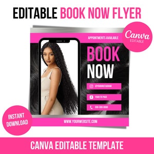 Editable Book Now Flyer | DIY Appointments Available Booking Template, Appointments Available Flyer, Book Now Flyer, Hair Stylist Flyer
