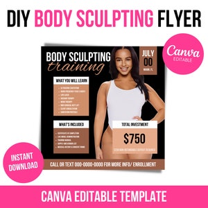 DIY Body Contouring flyer, Body Sculpting Flyer, Body Contour Flyer, Body Spa Flyer ,Class Flyer, Body Sculpting Template, Wood Therapy