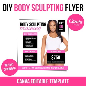 DIY Body Contouring flyer, Body Sculpting Flyer, Body Contour Flyer, Body Spa Flyer ,Class Flyer, Body Sculpting Template, Wood Therapy