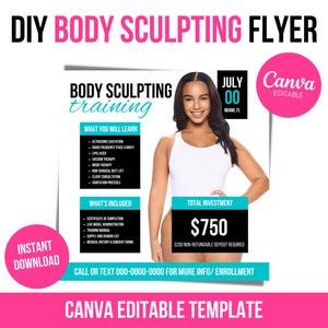 DIY Body Contouring flyer, Body Sculpting Flyer, Body Contour Flyer, Body Spa Flyer ,Class Flyer, Body Sculpting Template, Wood Therapy