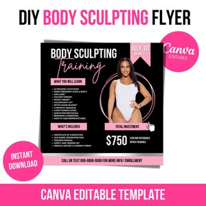 DIY Body Contouring flyer, Body Sculpting Flyer, Body Contour Flyer, Body Spa Flyer ,Class Flyer, Body Sculpting Template, Wood Therapy