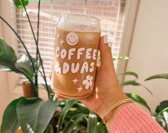 Coffee & Duas Glass Cup | Eid Gifts for Her | Iced Coffee Lovers | Perfect Gift For Your Muslimah Sister, Friends Family
