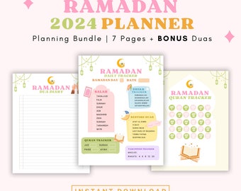 Paquete de planificación para Ramadán 2026 / Planificador diario de seguimiento de hábitos, diario Dua, rastreador del Corán, planificador de descarga digital