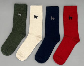 Warm alpaca socks made of 80% baby alpaca wool – Soft and durable socks for men & women (blue, white, green)
