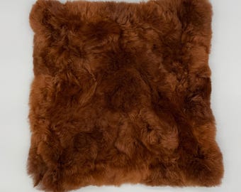 Funda de cojín de alpaca de 40 x 40 cm, confeccionada con auténtica piel de alpaca bebé, cojín de pelo marrón, decoración natural para sofá, cama y hogar.